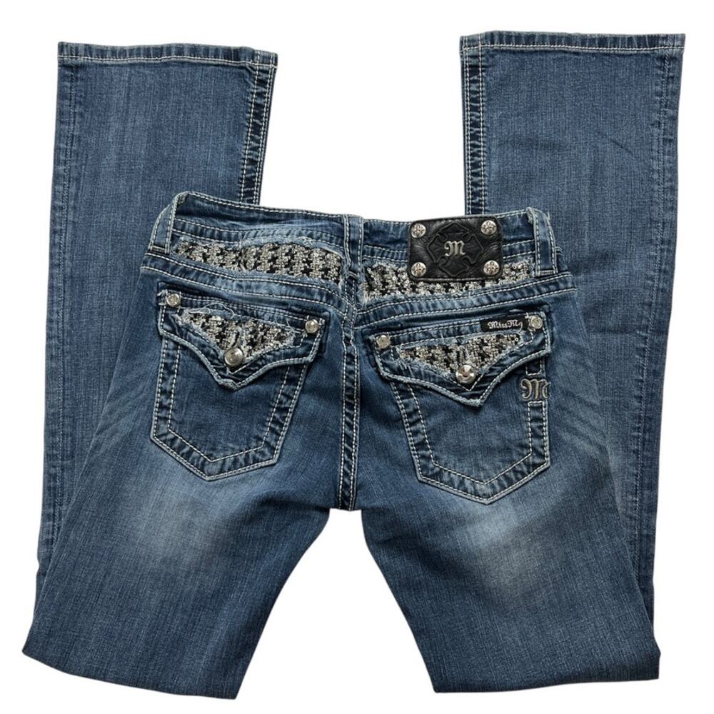 Miss Me Jeans Bootcut JP5908BV Embellished Bling‎ Flap Pocket Women's 27 Denim